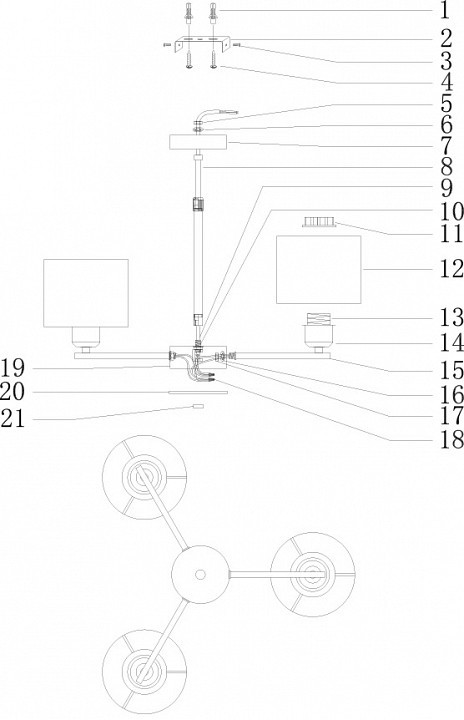 Люстра на штанге Moderli Vesta V1171-3P