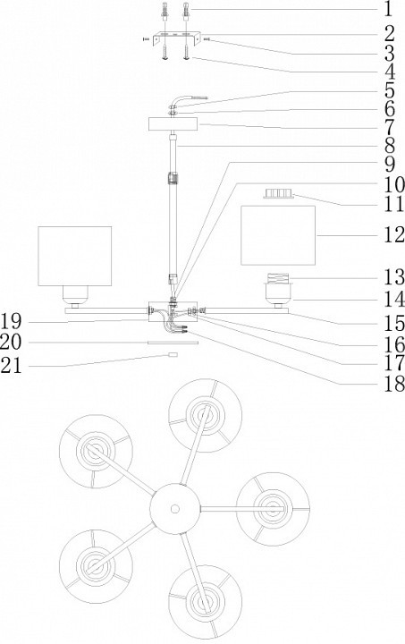 Люстра на штанге Moderli Vesta V1174-5P