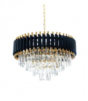 Хрустальная подвесная люстра Lumina Deco Funneli LDP 6003-550 BK+F.GD