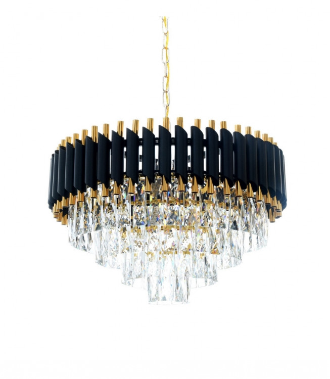 Хрустальная подвесная люстра Lumina Deco Funneli LDP 6003-550 BK+F.GD