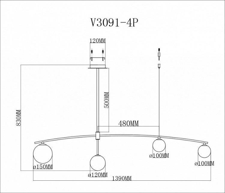 Светильник на штанге Moderli Sierro V3091-4P