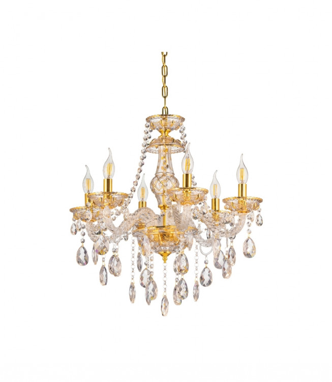 Хрустальная подвесная люстра Lumina Deco Eliza LDP 7025-6 GD