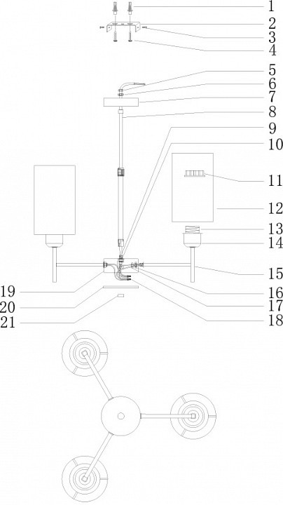 Люстра на штанге Moderli Globo V1190-3C