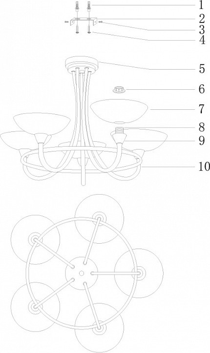 Люстра на штанге Moderli Lione V1205-5C