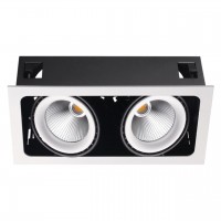 358038 SPOT NT19 белый/черный Встраиваемый карданный светильник IP20 LED 3000К 2*32W 220V GESSO