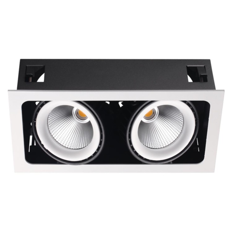 358038 SPOT NT19 белый/черный Встраиваемый карданный светильник IP20 LED 3000К 2*32W 220V GESSO