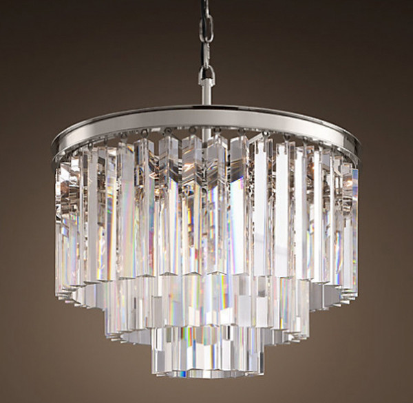 Люстра Rh 1920S Odeon Clear Glass Fringe 3-Tier Chandelier Nickel By Imperiumloft