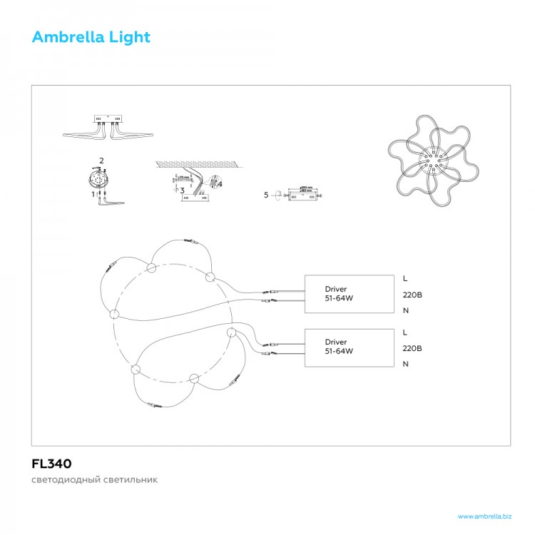 Накладной светильник Ambrella Metallic 5 FL340