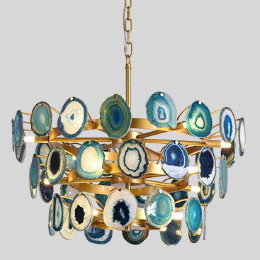 Люстра Agate Burst Chandelier 3 Round Blue D70 By Imperiumloft